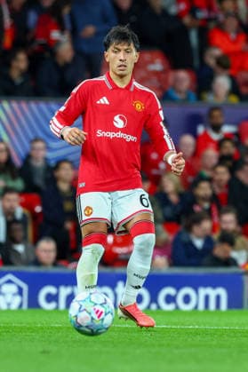 RECORD DATE NOT STATED 10th September 2026; Old Trafford, Manchester, England; UEFA Champions League Football, Manchester United, ManU versus Sabah; Lisandro Martinez of Manchester United plays forward RogerxEvans