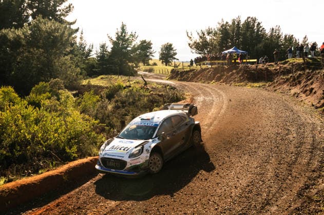 IPA88425586 - , 95 Jon Armstrong and co-driver Shane Byrne of the M Ford World Rally Team, driving the Ford Puma Rally1, are in second place on the second day of the FIA World Rally Championship WRC, Motorsport Rallye, WM Rally Chile Biobio 2026 on September 11 in Concepción, Chile  Copyright: xLucaxBarsali IPAxSportx xx IPA88425586
