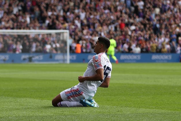 12th September 2026; Selhurst Park, London, England; Premier League Football, Crystal Palace versus Ipswich Town; Anan Khalaili of Crystal Palace celebrates his goal in the 14th minute for 1-0 KatiexChan