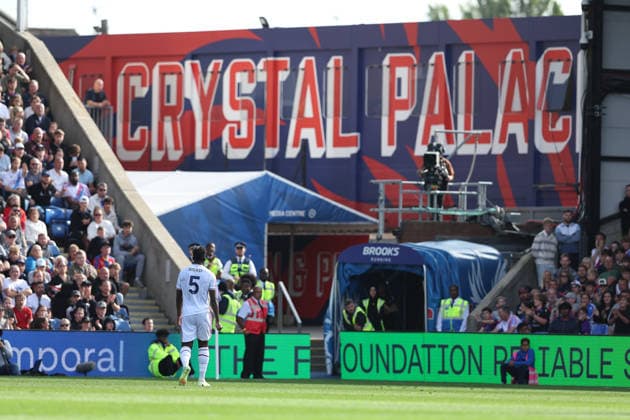 12th September 2026; Selhurst Park, London, England; Premier League Football, Crystal Palace versus Ipswich Town; Axel Disasi of Crystal Palace takes the long walk towards the tunnel after receiving a straight red card for a foul on Jack Clarke of Ipswich Town KatiexChan