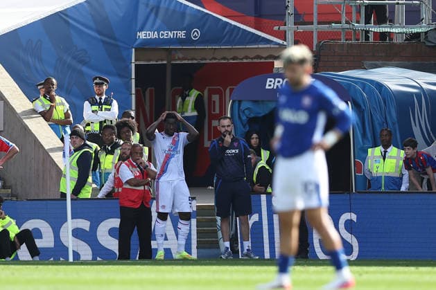 12th September 2026; Selhurst Park, London, England; Premier League Football, Crystal Palace versus Ipswich Town; Axel Disasi of Crystal Palace waits by the tunnel while VAR review his red card for a foul on Jack Clarke of Ipswich Town KatiexChan