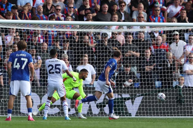 12th September 2026; Selhurst Park, London, England; Premier League Football, Crystal Palace versus Ipswich Town; Leif Davis of Ipswich Town scores from with a header in the 45th minute for 1-2 KatiexChan