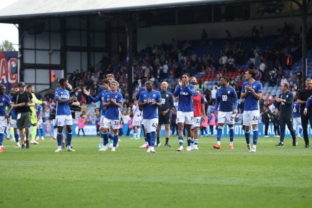 12th September 2026; Selhurst Park, London, England; Premier League Football, Crystal Palace versus Ipswich Town; Ipswich Town players thanking the fans after the match KatiexChan