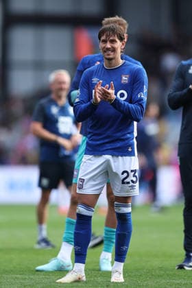 12th September 2026; Selhurst Park, London, England; Premier League Football, Crystal Palace versus Ipswich Town; Sasa Lukic of Ipswich Town thanking the fans after the match KatiexChan