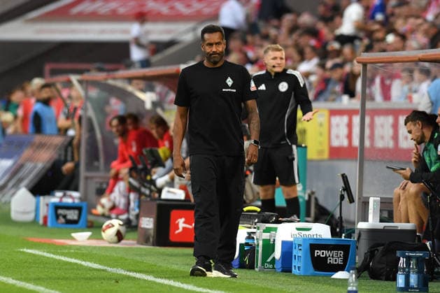 Coach Daniel Thioune of Werder Bremen watches during the Bundesliga match between 1. FC Köln and SV Werder Bremen, RheinEnergieStadion on September 12, 2026, in Cologne, Germany. Photo by Ralf Treese, DeFodi Images. Coach Daniel Thioune of Werder Bremen looks on during the Bundesliga match between 1. FC Köln and SV Werder Bremen at RheinEnergieStadion on September 12, 2026 in Cologne, Germany. Photo by Ralf Treese, DeFodi Images. DFB and DFL regulations prohibit any use of photographs as image sequences and or quasi-video. Photo by Ralf Treese, DeFodi Images.