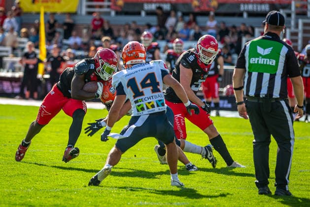 Chrisman Kyei (Potsdam Royals, 02 Running Back) Potsdam Royals vs ifm Razorbacks Ravensburg, American Football, German Football League, Week 19, 2026, 12.09.2026, Potsdam Sportpark Luftschiffhafen Brandenburg Germany Copyright: xPFA SebastianxJustx