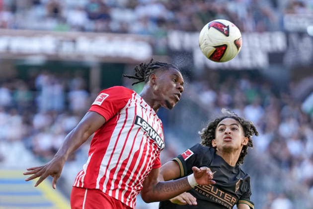 Cyriaque Irià Cyriaque Irie, SC Freiburg, 22 headers, Germany, soccer, Bundesliga 1, Matchday 3, 2026–2027, SC Freiburg vs. Borussia Mönchengladbach, September 12, 2026, Europa-Park Stadium, Freiburg, Freiburg, Europa-Park Stadium, Baden-Württemberg, Germany Copyright: xArnexAmbergx