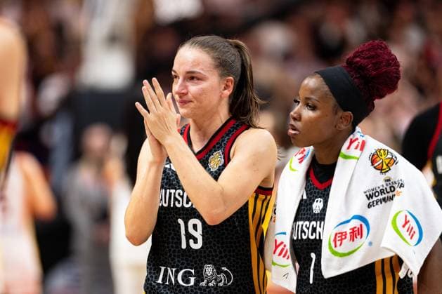 Britta Daub, Germany, 19, Alexis Peterson, Germany, 01, disappointed; Disappointment after the loss, GER, Spain vs. Germany, Basketball, 2026 FIBA Women’s World Cup, 3rd-Place Game, September 13, 2026, GER, Spain vs. Germany, Basketball, 2026 FIBA Women’s World Cup, 3rd-Place Game, September 13, 2026, Berlin Copyright: xEibner-Pressefoto MaxxVincenx EP_MVN