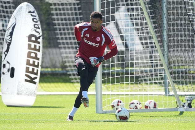 Goalkeeper Noah Atubolu, Eintracht Frankfurt, September 15, 2026, Bundesliga, 2026–27 Season, Eintracht Frankfurt Practice