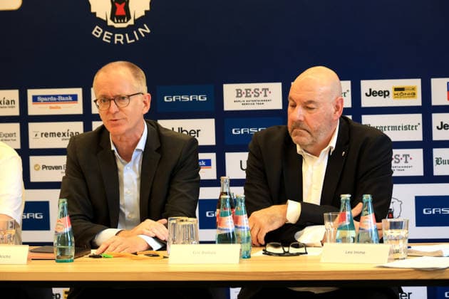 September 15, 2026, GER, DEU, Germany Georg Friedrich, CEO of GASAG; Head Coach Eric Dubois; Eisbären Berlin; nordphoto GmbH; Engler Berlin; GASAG Berlin; Germany Copyright: xNordphotox xEnglerx