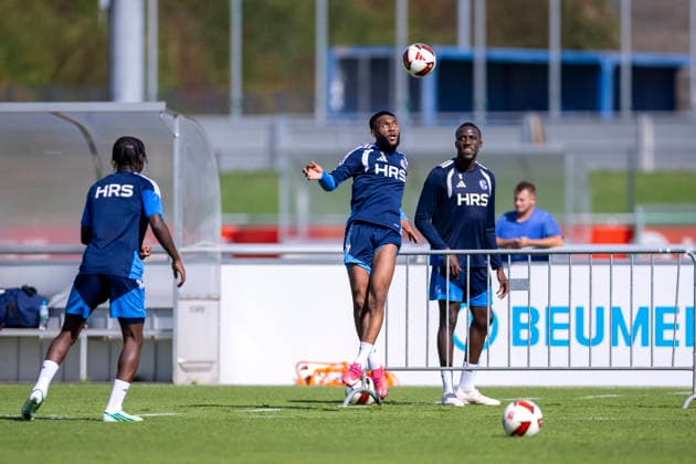 September 15, 2026, Soccer, FC Schalke 04 practice featuring Moussa Sylla (FC Schalke 04) and Bryan Lasme (FC Schalke 04), Gelsenkirchen, FC Schalke 04 training facility, North Rhine-Westphalia, Germany, xRHR PHOTO YYx Copyright: RHR-FOTOx RHR-FOTO YY