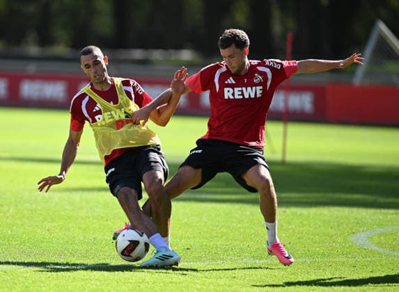 September 15, 2026, xophax, Soccer, Bundesliga 1, 1. FC Köln Training: Ellyes Skhiri (left), 1. FC Köln, and Luca Waldschmidt, 1. FC Köln. DFL and DFB regulations prohibit any use of photographs as image sequences and or quasi-video. Cologne