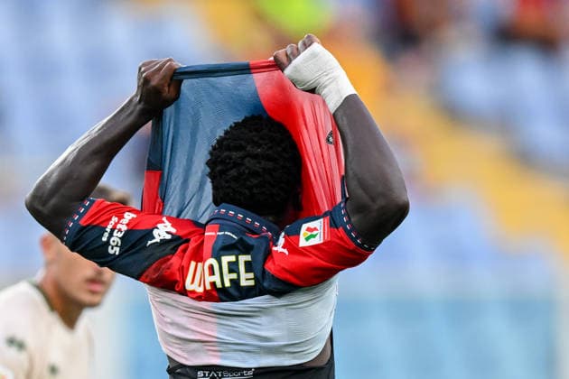 GenoaÕs Samuel Wiafe delusion during the Italian Cup soccer match between Genoa and Sudtirol at the Luigi Ferraris Stadium in Genoa, Italy - Tuesday, September 15, 2026. - Soccer .  Copyright: xTanoxPecoraro LaPressex