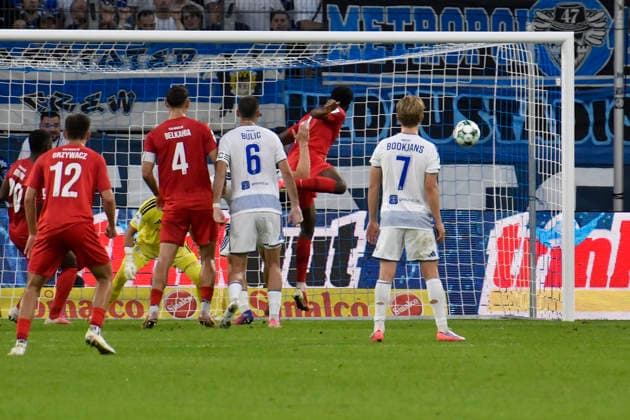 Irichad Behrens of Havelse scores the goal to make it 0–1 on September 15, 2026 ¢ Soccer ¢ MSV Duisburg vs. TSV Havelse, Schauinsland Reisen Arena, Duisburg, DFB and DFL regulations prohibit any use of photographs as image sequences and or quasi-video Copyright: xpepphotox xSaschaxWeizx pep00321, pep_20260915_hm