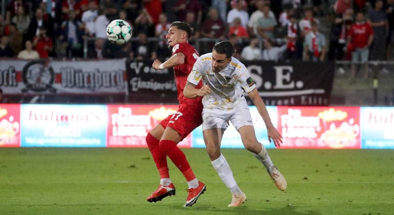 September 15, 2026, xfsx, Men s, Soccer, 2026–2027 Season, 3rd League, Matchday 6: FC Würzburger Kickers vs. Alemannia Aachen; left: Ivan Franjic (FC Würzburger Kickers), right: Petros Bagkalianis (Alemannia Aachen); Würzburg, AKON ARENA, Bavaria, Germany