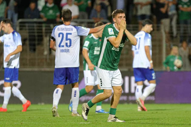 September 15, 2026, Soccer, Men s, 2026–2027 Season, Bavarian Regional League, Matchday 9: FC Schweinfurt 05 vs. FV Illertissen; Philipp Hack (FC Schweinfurt 05), 7th minute; single frame; Schweinfurt Riedel Bau Arena at Sachs Stadio, Bavaria, Lower Franconia, Germany