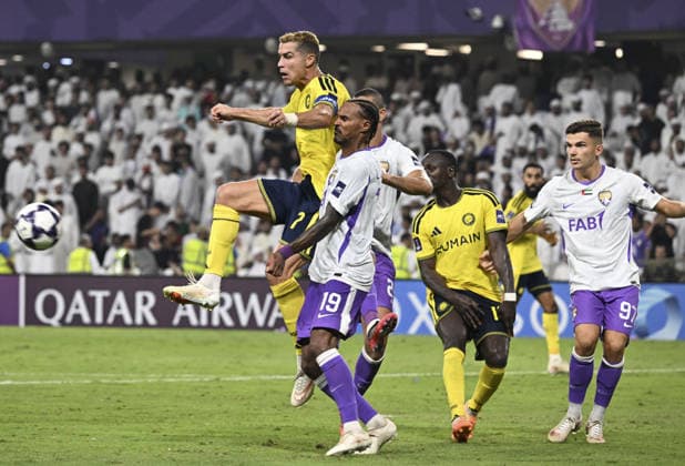 Al Ain v Al-Nassr - AFC Champions League AL AIN, UNITED ARAB EMIRATES - SEPTEMBER 15: Cristiano Ronaldo (L) of Al-Nassr in action during the AFC Champions League match between Al Ain and Al-Nassr at Hazza Bin Zayed Stadium in Al Ain, United Arab Emirates, on September 15, 2026. Hassan al Raisi Anadolu Abu Dhabi United Arab Emirates. Editorial use only. Please get in touch for any other usage.  Copyright: x2026xAnadoluxHassanxalxRaisix