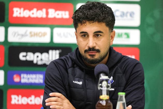 September 15, 2026, Soccer, Men s, 2026–2027 season, Bavarian Regional League, Matchday 9: FC Schweinfurt 05 vs. FV Illertissen; Head Coach Walid Khaled of FV Illertissen at the press conference; single frame from the Schweinfurt Riedel Bau Arena at the Sachs Stadio, Bavaria, Lower Franconia, Germany