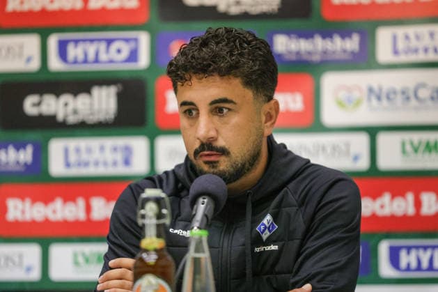 September 15, 2026, Soccer, Men s, 2026–2027 season, Bavarian Regional League, Matchday 9: FC Schweinfurt 05 vs. FV Illertissen; Head Coach Walid Khaled of FV Illertissen at the press conference; single frame from the Schweinfurt Riedel Bau Arena at the Sachs Stadio, Bavaria, Lower Franconia, Germany