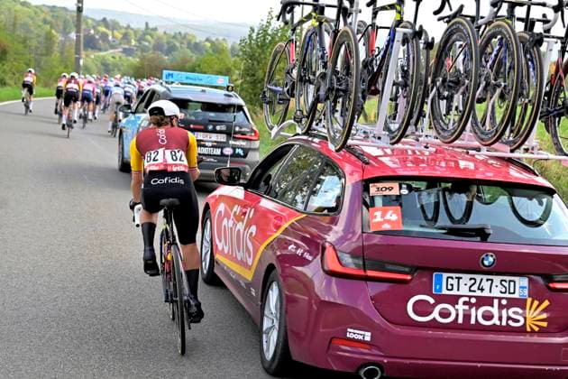 Grand Prix de Wallonie 2026 Cycling Race - Women CITADELLE DE NAMUR, BELGIUM - SEPTEMBER 16 : Berteau Victoire (FRA) of Cofidis Women Team during the 66th edition of Grand Prix de Wallonie an UCI ProSeries 1.Pro one day cycling road race for Women Elite of 127,3 km with start in Seraing and finish in Citadelle de Namur on September 16, 2026 in Citadelle de Namur, Belgium, 16 09 2026 ( Motordriver Pieter Van Herzeele - Citadelle de Namur Belgium  Copyright: xSesx