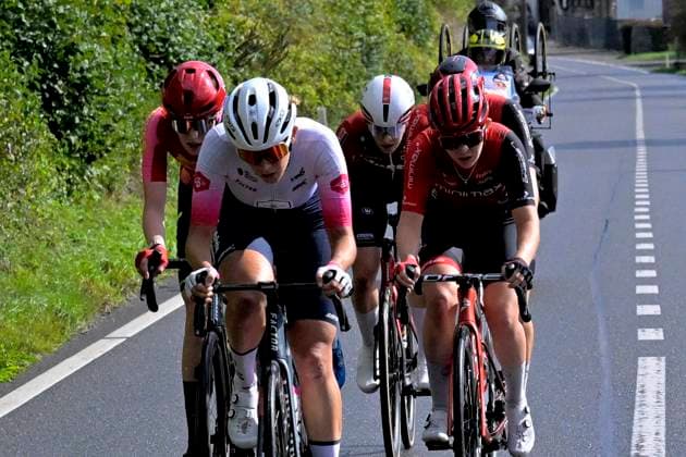 Grand Prix de Wallonie 2026 Cycling Race - Women CITADELLE DE NAMUR, BELGIUM - SEPTEMBER 16 : rider of Lotto Intermarché Ladies, Van Velzen Zoe of WV Schijndel (CLUB), Kloese Rose of Carbonbike Giordana Sofré by Gen Z (CLUB), Ranes Bye Camilla (NOR) of Minimax Cycling Team, Avoine Alison (FRA) of Ma Petite Entreprise, Turpeinen Viivi (FIN) of Minimax Cycling Team during the 66th edition of Grand Prix de Wallonie an UCI ProSeries 1.Pro one day cycling road race for Women Elite of 127,3 km with start in Seraing and finish in Citadelle de Namur on September 16, 2026 in Citadelle de Namur, Belgium, 16 09 2026 ( Motordriver Pieter Van Herzeele - Citadelle de Namur Belgium  Copyright: xSesx