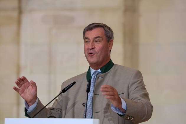 Dr. Markus Söder, Member of the State Parliament (MdL), Minister-President of Bavaria, and CSU Chairman, delivers a speech, gesturing; gestures, GER, Minister-President Dr. Markus Söder welcomes the FC Bayern Munich men’s and women’s soccer teams to honor them as German champions for the 2025–28 season, September 16, 2026, GER, Minister President Dr. Markus Söder welcomes the women’s and men’s soccer teams of FC Bayern Munich to honor them as German champions for the 2025–28 season, September 16, 2026, Munich Copyright: xEibner-Pressefoto JennixMaulx EP_JML
