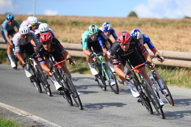Grand Prix de Wallonie 2026 Cycling Race CITADELLE DE NAMUR, BELGIUM - SEPTEMBER 16 : Haller Marco (AUT) of Tudor Pro Cycling Team, Trentin Matteo (ITA) of Tudor Pro Cycling Team during the 66th edition of Grand Prix de Wallonie an UCI ProSeries 1.Pro one day cycling road race for Men Elite of 196.8 km with start in Seraing and finish in Citadelle de Namur on September 16, 2026 in Citadelle de Namur, Belgium, 16 09 2026 ( Motordriver Kenny Verfaillie - Citadelle de Namur Belgium  Copyright: xVincentxKalutx