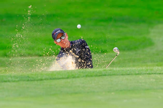 RECORD DATE NOT STATED 16th September 2026; Wentworth Golf Club, Virginia Water, Surrey, England; DP World Tour Golf, BMW PGA, Golf Herren Championship, Pro Am; Luke Donald out the bunker on the 15th hole at todays BMW Pro-Am to drop a shot ChrisxRoll