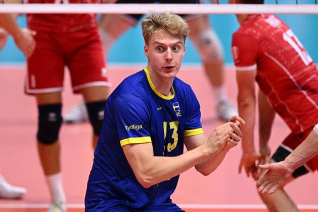 September 16, 2026: Axel Enlund of Sweden during the CEV EuroVolley 2026 group stage volleyball match between Sweden and Slovakia on September 16, 2026 in Modena. Photo by Matteo Gribaudi, BILDBYRAN COP 18 XY0130 volleyball volleyball volleyball European Championship Sweden Slovakia CEV EuroVolley 2026 Sweden Slovakia bbeng  Copyright: MATTEOxGRIBAUDI BB260916BB184