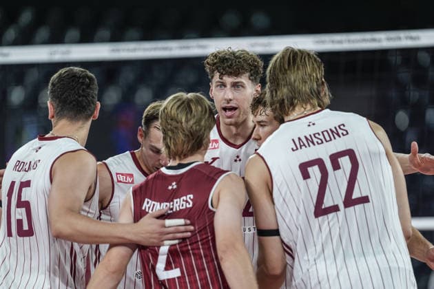 Turkiye v Latvia - CEV EuroVolley 2026 Men CLUJ, ROMANIA - SEPTEMBER 16: Players of Latvia celebrate after scoring during the CEV 2026 European Men s Volleyball Championship Group D match between Turkiye and Latvia at BT Arena in Cluj, Romania, on September 16, 2026. Osmancan Gurdogan Anadolu Cluj-Napoca Romania. Editorial use only. Please get in touch for any other usage.  Copyright: x2026xAnadoluxOsmancanxGurdoganx