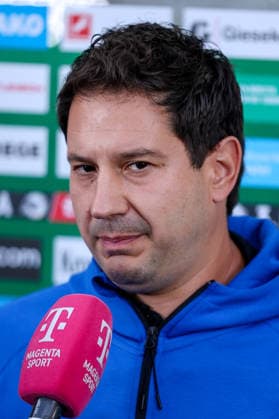 September 16, 2026, xkwix, Soccer, 3rd Division, Preußen Münster vs. 1. FC Saarbrücken, Preußenstadion, Matchday 6, 2026–2027 Season: Argirios Giannikis, 1. FC Saarbrücken coach, during an interview. DFB regulations prohibit any use of photographs as image sequences and or quasi-video. Photo: xKamilxWilkowskixPressefotoKochx, North Rhine-Westphalia, Germany