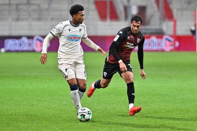 3rd Division: FC Ingolstadt vs. TSG 1899 Hoffenheim II, September 16, 2026, INGOLSTADT, GERMANY September 16: Natnael ABRAHA (TSG Hoffenheim II) and Nishan VELUPILLAY (FC Ingolstadt) faced off during the 3. Liga match between FC Ingolstadt and TSG Hoffenheim II on Matchday 6 at the Audi Sportpark Copyright: xBEAUTIFULxSPORTS Goldbergx