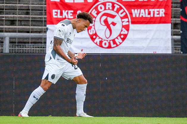 September 16, 2026, xsefx, Soccer, SC Fortuna Köln vs. SV Wehen Wiesbaden, 3rd Division, South Division, Matchday 6, 2026–2027 Season. Celebration after Roberto Massimo’s 1–0 goal for SV Wehen Wiesbaden. 22. DFB regulations prohibit any use of photographs as image sequences and or quasi-video. North Rhine-Westphalia, Germany