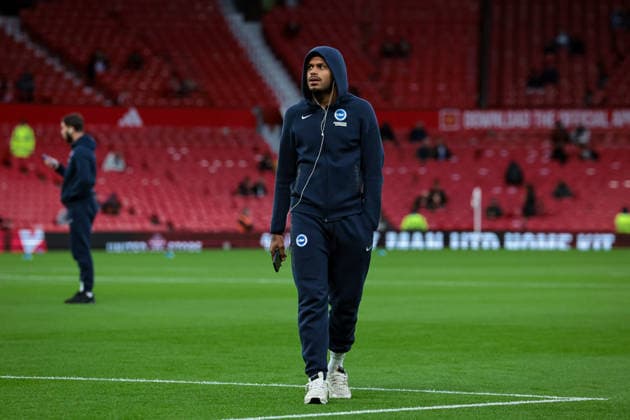 Carabao Cup round 3 Manchester United, ManU v Brighton & Hove Albion Georginio Rutter of Brighton & Hove Albion inspects the pitch prior to kick off during the Carabao Cup round 3 match Manchester United vs Brighton & Hove Albion at Old Trafford, Manchester, United Kingdom on 16 September 2026 (Photo by Mark Cosgrove News Images) Manchester Old Trafford Greater Manchester United Kingdom Copyright: xMarkxCosgrove NewsxImagesx