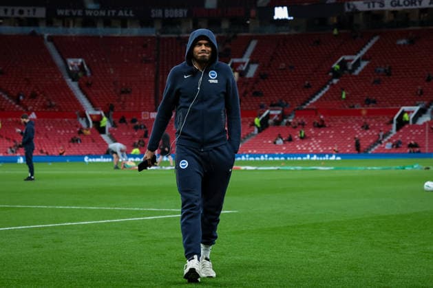 Carabao Cup round 3 Manchester United, ManU v Brighton & Hove Albion Georginio Rutter of Brighton & Hove Albion inspects the pitch prior to kick off during the Carabao Cup round 3 match Manchester United vs Brighton & Hove Albion at Old Trafford, Manchester, United Kingdom on 16 September 2026 (Photo by Mark Cosgrove News Images) Manchester Old Trafford Greater Manchester United Kingdom Copyright: xMarkxCosgrove NewsxImagesx
