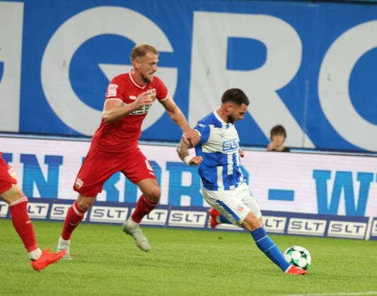 FC Hansa Rostock vs. VFB Stuttgart II, Rostock, September 16, 2026, Soccer 3rd Division: FC Hansa Rostock vs. VFB Stuttgart II, Leon Dajuku, FC Hansa Rostock (with Alexander Groß) beats Stuttgart II 1–0, Rostock Ostseestadion, Mecklenburg-Western Pomerania, Germany