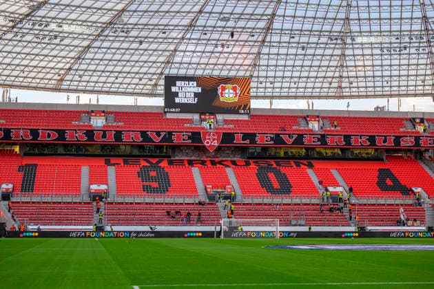 September 16, 2026, GER, Soccer, Men s, Europa League, 2026–2027 Season, Matchday 1 of the group stage, Bayer 04 Leverkusen (GER) vs. NK Celje (SVN). Spectators at the stadium are welcomed by the club. DFB and DFL regulations prohibit any use of photographs as image sequences and or quasi-video. Leverkusen BayArena, NRW, Germany Copyright: xNordphoto Meuterx