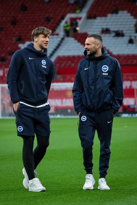 Carabao Cup round 3 Manchester United, ManU v Brighton & Hove Albion Brighton players inspects the pitch prior to kick off during the Carabao Cup round 3 match Manchester United vs Brighton & Hove Albion at Old Trafford, Manchester, United Kingdom on 16 September 2026 (Photo by Mark Cosgrove News Images) Manchester Old Trafford Greater Manchester United Kingdom Copyright: xMarkxCosgrove NewsxImagesx