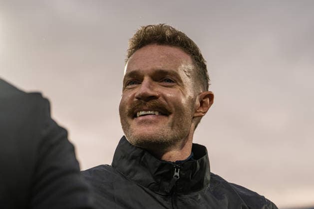 Rostock, Germany, September 16, 2026, 3rd League 2026–2027, Matchday 6: FC Hansa Rostock vs. VfB Stuttgart II. Pictured: Interim coach Yannic Thiel of Hansa Rostock smiling on the field. DFB and DFL regulations prohibit any use of photographs as image sequences and or quasi-video. Copyright: xFotostandx xVoelkerx