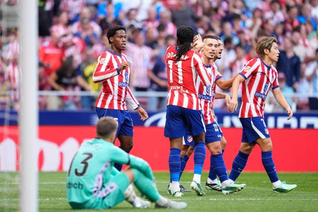 September 16, 2026, Madrid, Madrid, Spain: Jonathan David of Atletico de Madrid celebrates after scoring his team s first goal with teammates during the Spanish League, LaLiga EA Sports, football match played between Atletico de Madrid and CA Osasuna at Riyadh Air Metropolitano stadium on September 16, 2026, in Madrid, Spain. Madrid Spain - ZUMAa181 20260916_zaa_a181_028 Copyright: xDennisxAgyemanx