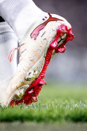 SOCCER - UEFA EL, Sturm vs Rennais GRAZ,AUSTRIA,16.SEP.26 - SOCCER - UEFA Europa League, Sturm Graz vs Stade Rennais FC. Image shows a feature of a football shoe.  GEPAxpictures xJamesxDoak