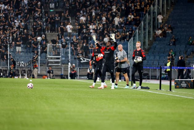 SOCCER - UEFA EL, Sturm vs Rennais GRAZ,AUSTRIA,16.SEP.26 - SOCCER - UEFA Europa League, Sturm Graz vs Stade Rennais FC. Image shows Stade Rennes during warm up.  GEPAxpictures xJamesxDoak
