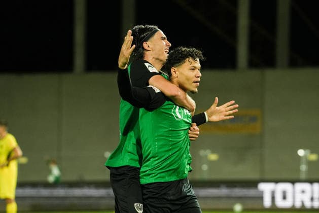 Germany 3rd Division 2026–2027, Matchday 6: SC Preußen Münster vs. 1. FC Saarbrücken, Wednesday, September 16, 2026, LVM Preußenstadion, Münster, North Rhine-Westphalia, Germany; Goal celebration, joy, emotions; Goal to make it 3–3 by Montell Ndikom (SC Preußen Münster), 28 Antonio Tikvic (SC Preußen Münster), 4 Copyright: xMerlexKölkingx