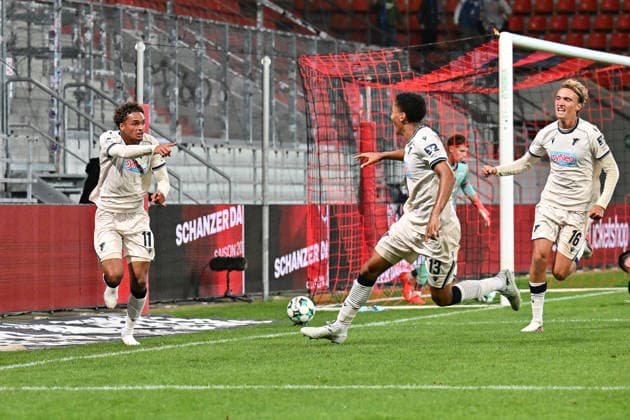 3. Liga FC Ingolstadt vs. TSG 1899 Hoffenheim II, September 16, 2026, INGOLSTADT, GERMANY September 16 The visiting fans celebrate after Jykese Fields of TSG Hoffenheim II scores the goal to make it 1–2 during the 3. Liga match between FC Ingolstadt and TSG Hoffenheim’s second team on Matchday 6 at the Audi Sportpark Copyright: xBEAUTIFULxSPORTS Goldbergx