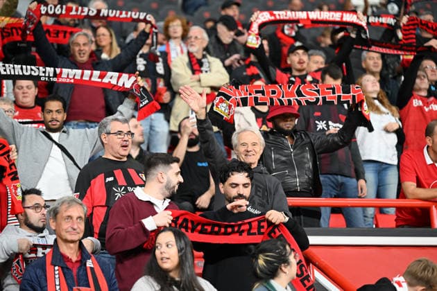 September 16, 2026, GER, Soccer, Men s, Europa League, 2026–2027 Season, Matchday 1 of the group stage, Bayer 04 Leverkusen (GER) vs. NK Celje (SVN) – fans, friendly, atmosphere, colorful, national colors, face paint, emotions, scarves, Leverkusen DFB DFL regulations prohibit any use of photographs as image sequences and or quasi-video Leverkusen BayArena NRW Germany Copyright: xNordphoto Meuterx
