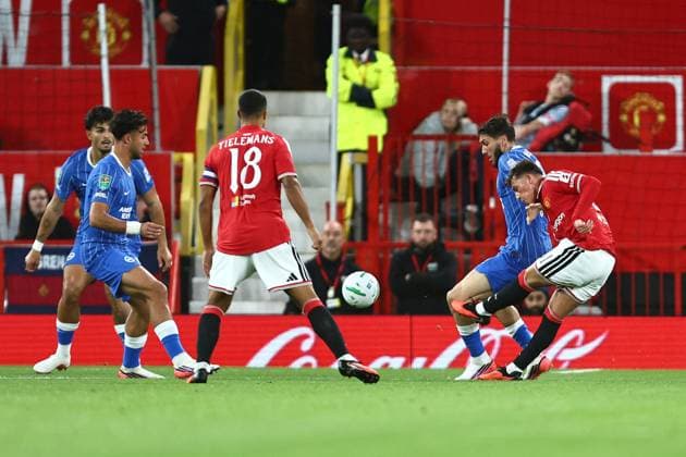Shea Lacey of Manchester United, ManU scores their sides first goal Manchester United v Brighton & Hove Albion, EFL Carabao Cup, Football, Old Trafford, UK - 16 Sep 2026Manchester Old Trafford United Kingdom EDITORIAL USE ONLY No use with unauthorised audio, video, data, fixture lists, club league logos or live services. Online in-match use limited to 120 images, no video emulation. No use in betting, games or single club league player publications. Copyright: xPhilxOldham Shutterstockx 17154491p