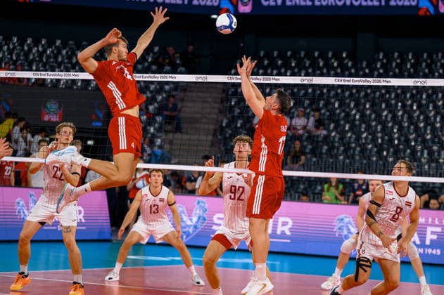 Turkiye v Latvia - CEV EuroVolley 2026 Men CLUJ-NAPOCA, ROMANIA - SEPTEMBER 16: Ahmet Samet Baltaci (4) of Turkiye in action during the CEV EuroVolley 2026 Men s Group D match between Turkiye and Latvia at BT Arena in Cluj-Napoca, Romania, on September 16, 2026. Stringer Anadolu Cluj-Napoca Romania. Editorial use only. Please get in touch for any other usage.  Copyright: x2026xAnadoluxStringerx