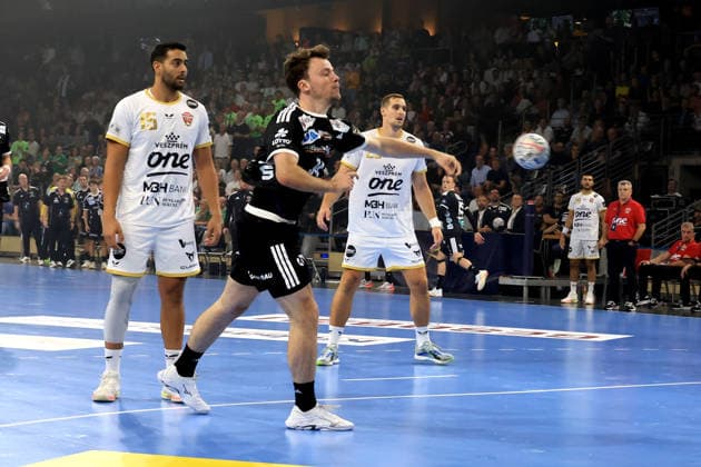 September 16, 2026, GER Germany, Handball, EHF Champions League, September 16, 2026, 2026–2027 season, Berlin, Füchse Berlin vs. Veszprém HC Hakun West av Teigum Füchse Berlin 34, Ahmed Hesham Veszprém 15 nordphoto GmbH Engler Berlin Max Schmeling Halle Berlin Germany Copyright: xNordphotox xEnglerx