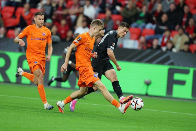 September 16, 2026, GER, Soccer, Men s, Europa League, 2026–2027 Season, Matchday 1 of the group stage, Bayer 04 Leverkusen (GER) vs. NK Celje (SVN). Scoring chance for Patrick Schick (Leverkusen 14). DFB and DFL regulations prohibit any use of photographs as image sequences and or quasi-video. Leverkusen, BayArena, NRW, Germany Copyright: xNordphoto Meuterx