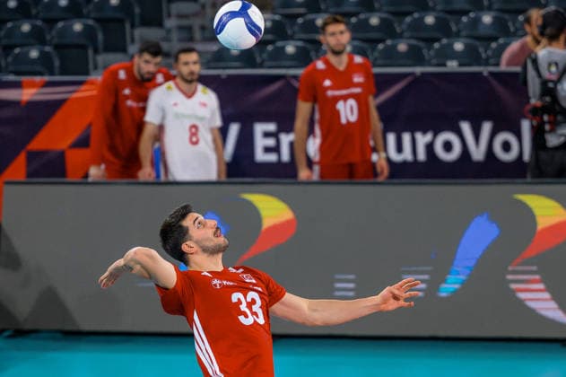 Turkiye v Latvia - CEV EuroVolley 2026 Men CLUJ-NAPOCA, ROMANIA - SEPTEMBER 16: Hilmi Sahin of Turkiye in action during the CEV 2026 European Men s Volleyball Championship Group D match between Turkiye and Latvia at BT Arena in Cluj-Napoca, Romania, on September 16, 2026. Stringer Anadolu Cluj-napoca Romania. Editorial use only. Please get in touch for any other usage.  Copyright: x2026xAnadoluxStringerx